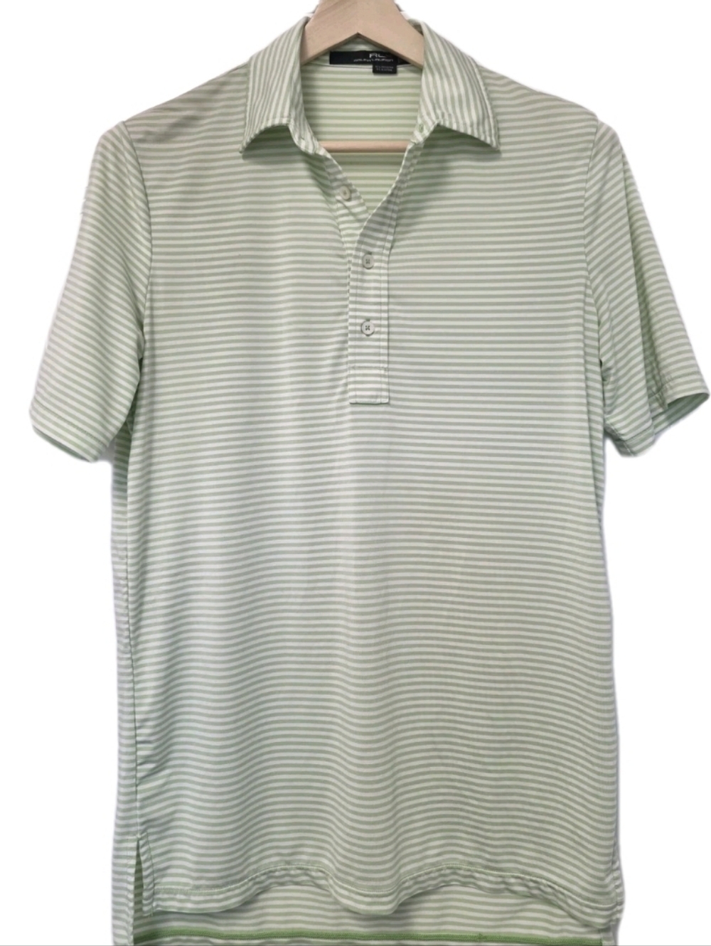 RLX Ralph Lauren Golf Polo Shirt Mens White Green Striped Stretch Size Small